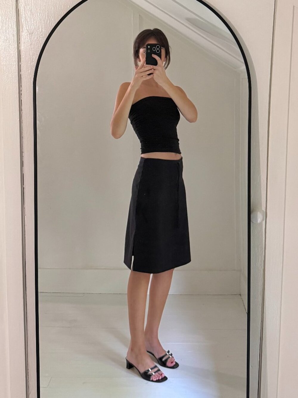 Just For Wraps / Wrapper Vintage Y2K Midi Pencil Skirt Size 7/8 Black